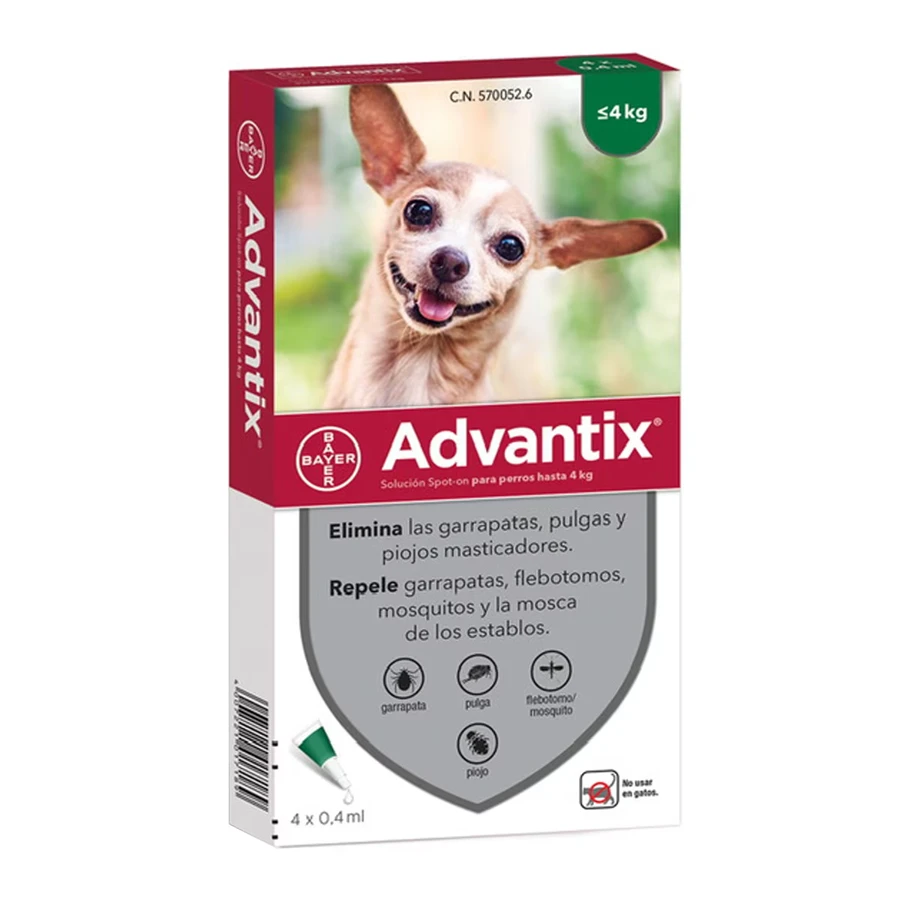 Pipeta para perro Antiparasitaria Advantix de 0 a 4 Kg